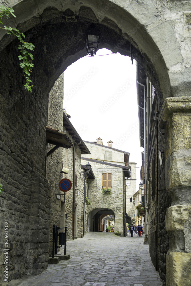 Varzi (PV), the old city centre. Color image