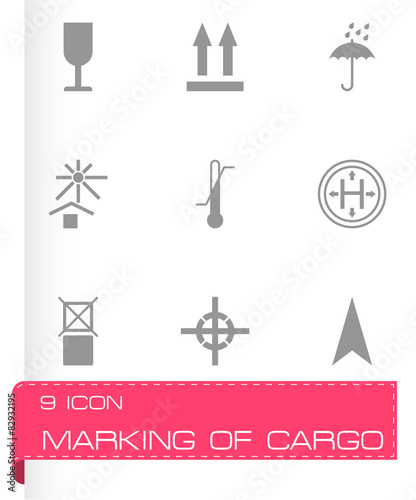Vector black marking of cargo icons set
