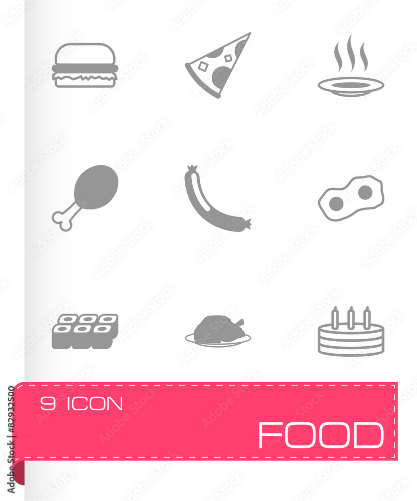 Vector black food icons set Vector black food icons set