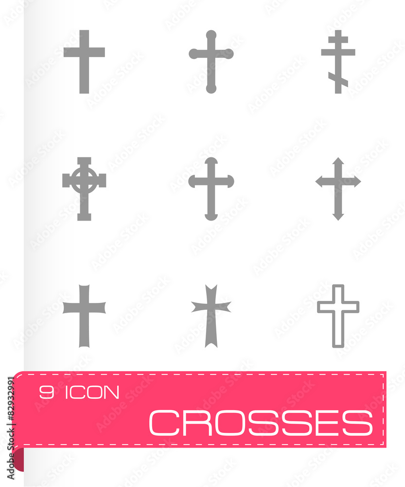 Vector black crosses icon set
