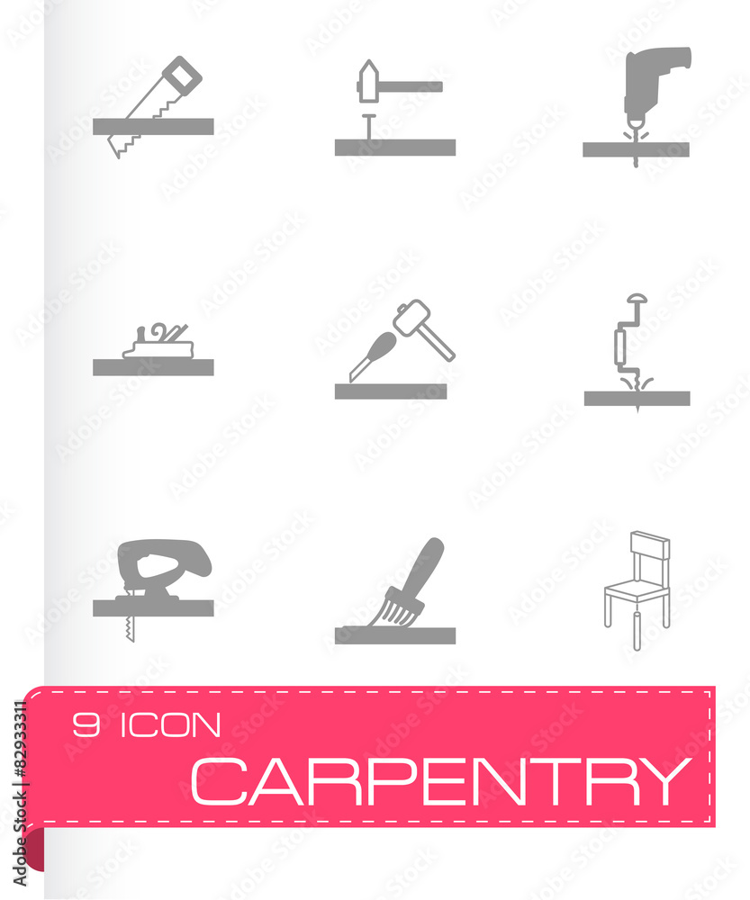 Fototapeta premium Vector black carpentry icons set
