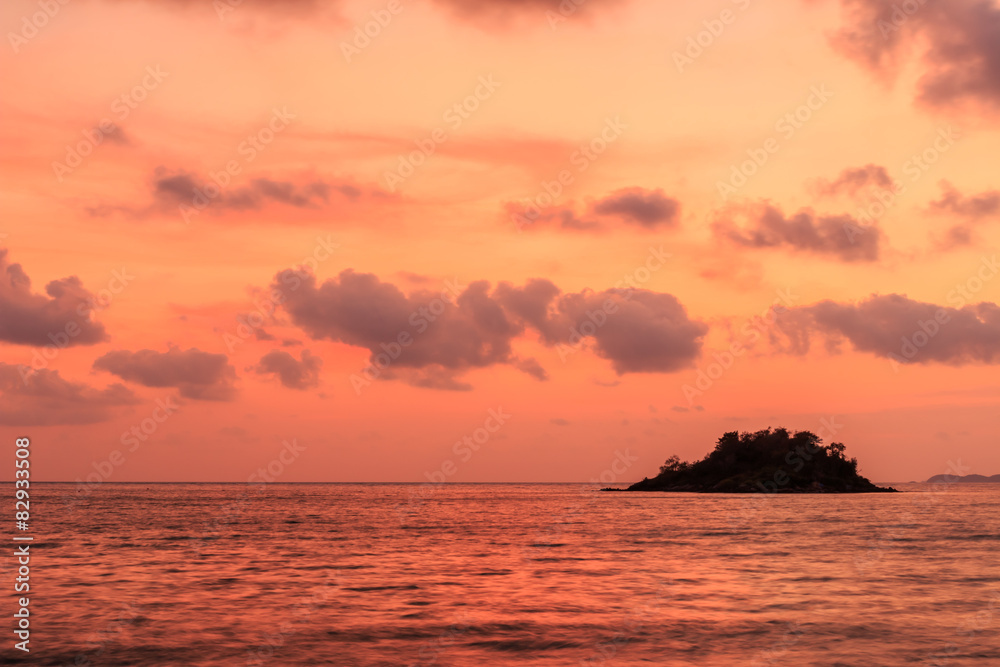 sea and Island in twilight time