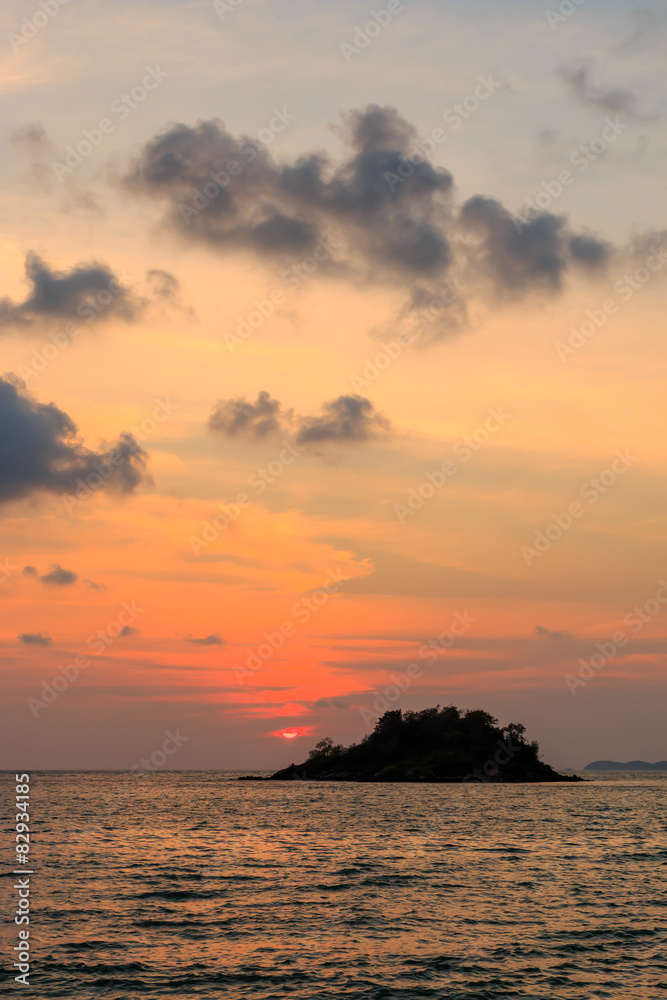 sea and Island in sunset time