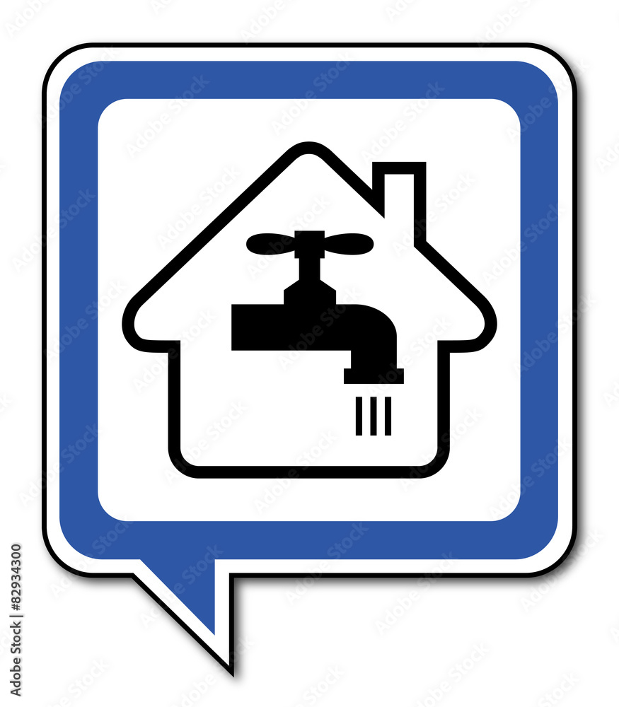 Logo maison et consommation eau. Logo maison et consommation eau.