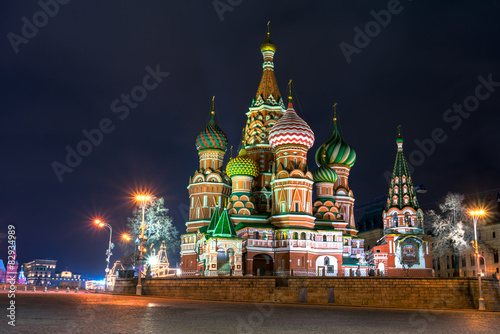 night view of the St Basil's cathedral Moscow