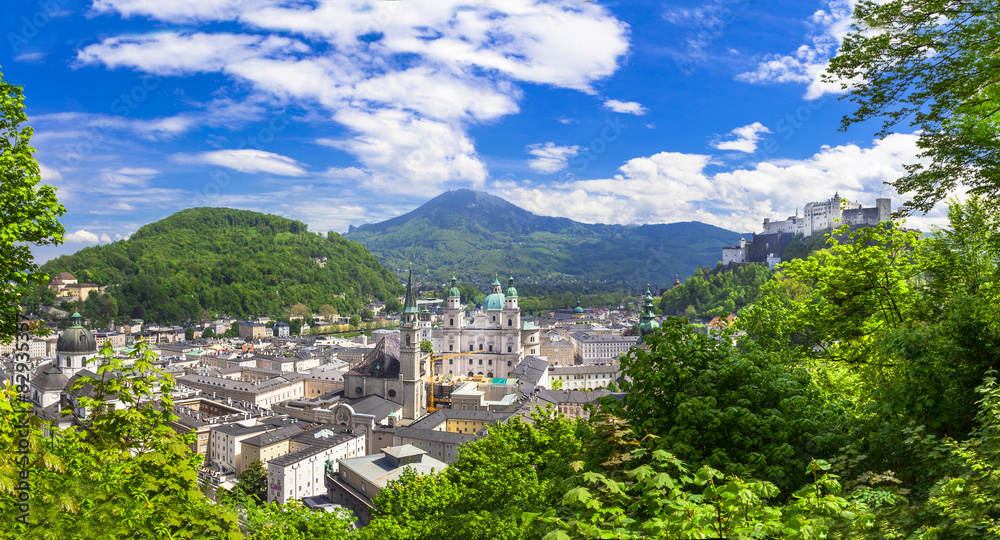 panoramic view of beautiful Salzburg. Austria
