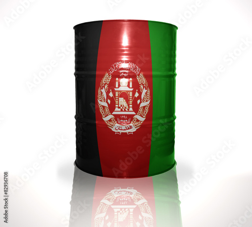 barrel with afghan flag on the white background