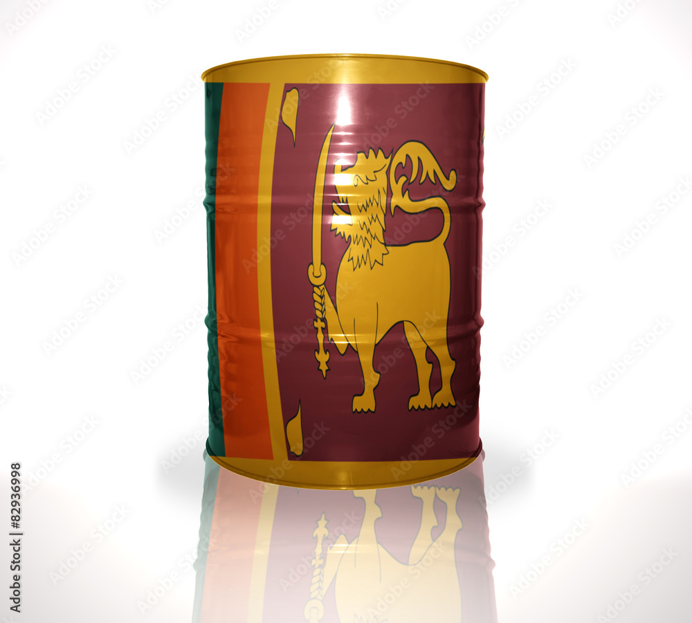 Obraz premium barrel with sri lanka flag on the white background