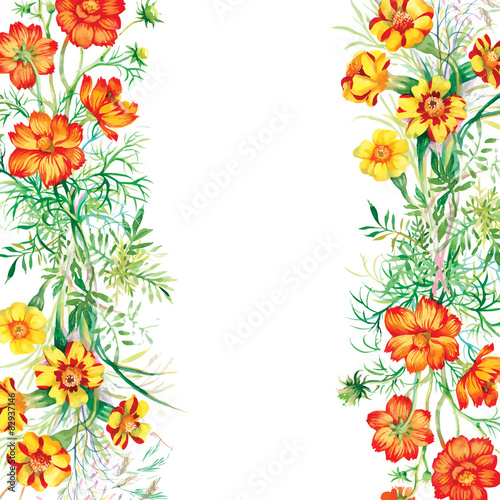 Wild flowers pattern on white background
