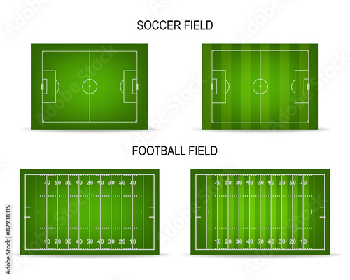 Vector soccer and football fields set