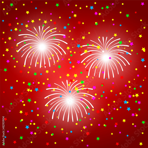 fireworks on a red background