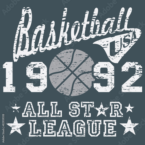 Basketball all star league t-shirt design, vector