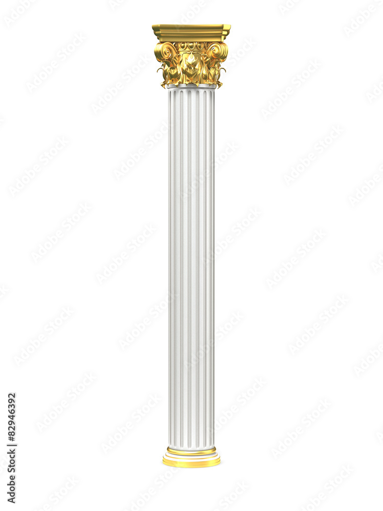 Fototapeta premium Classic Corinthian Column With Gold Elements