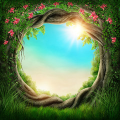 Poster Sprookjeswereld Betoverd donker bos met mysterie  © Elena Schweitzer