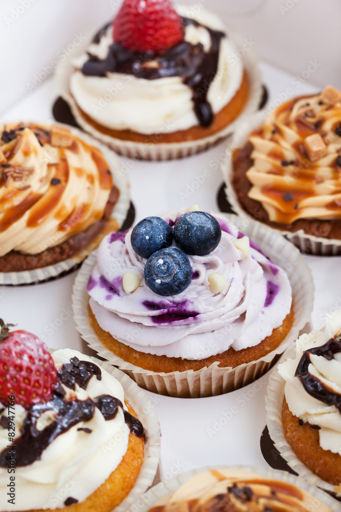 Set of different cupcakes in a box Set of different cupcakes in a box