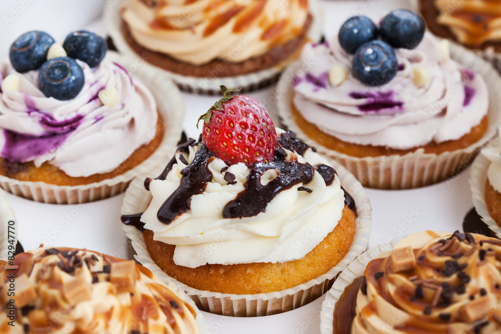 Set of different cupcakes in a box Set of different cupcakes in a box