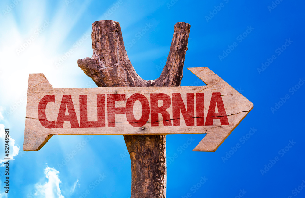 California wooden sign with sky background