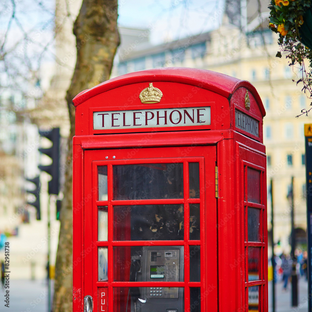 Single red phone box, London