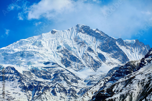 Snow capped mountains.