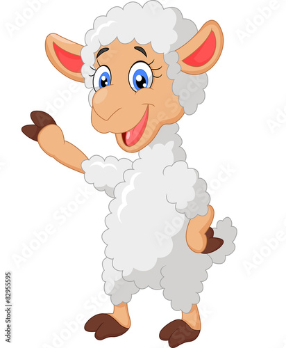 Cartoon lamb waving