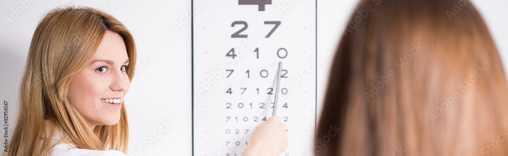 Ophthalmic optician and snellen chart Ophthalmic optician and snellen chart