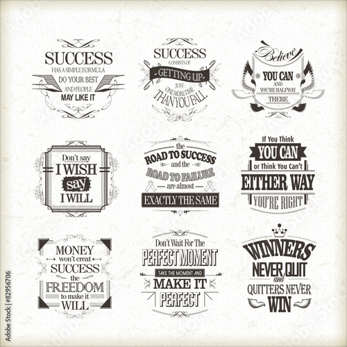 success motivational and inspirational quotes set