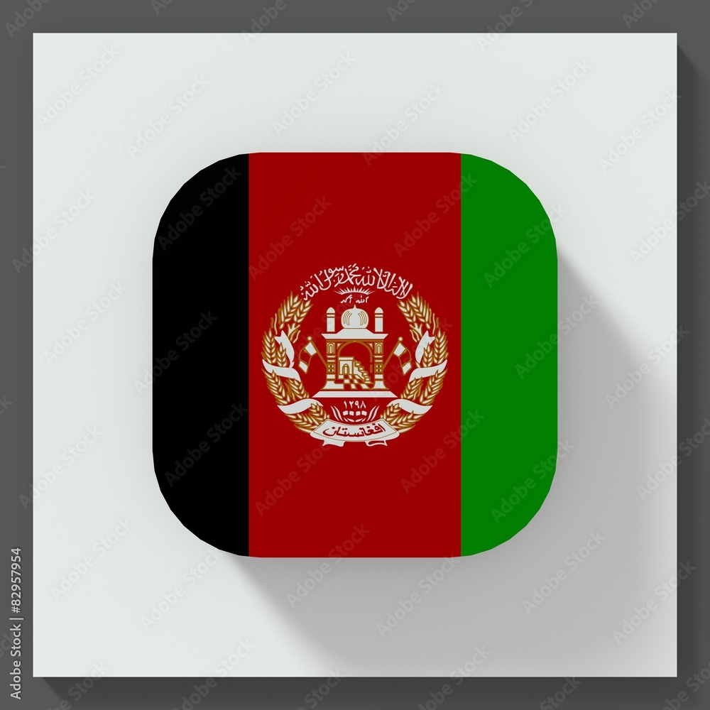 Obraz premium Afghanistan flag square button