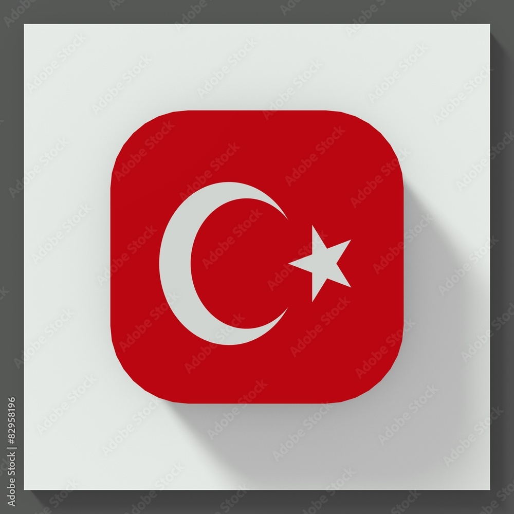 Obraz premium Turkey flag square button