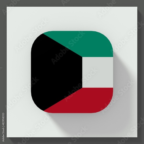 Free Download Kuwait flag square button - GFXLoad