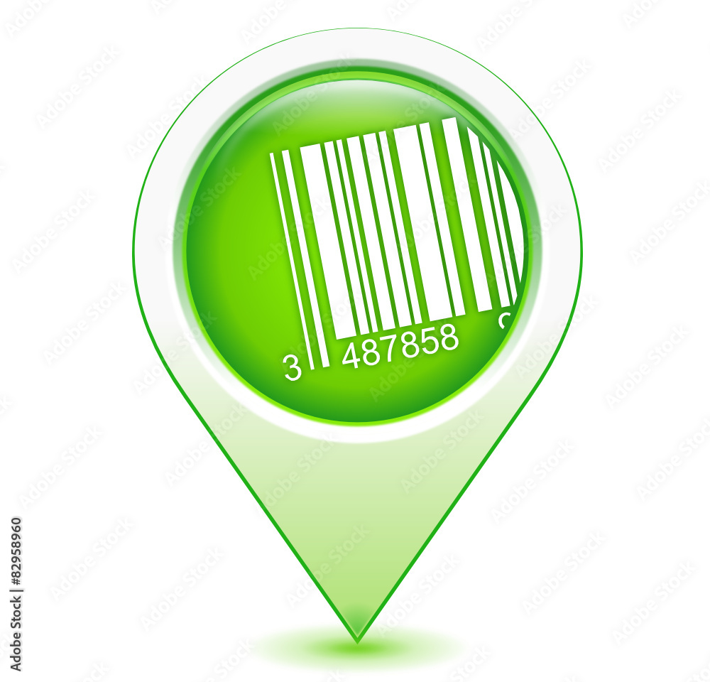 code barre sur marqueur géolocalisation vert