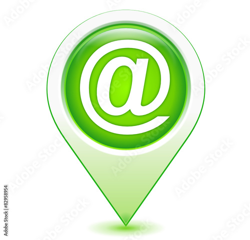 arobase sur marqueur géolocalisation vert