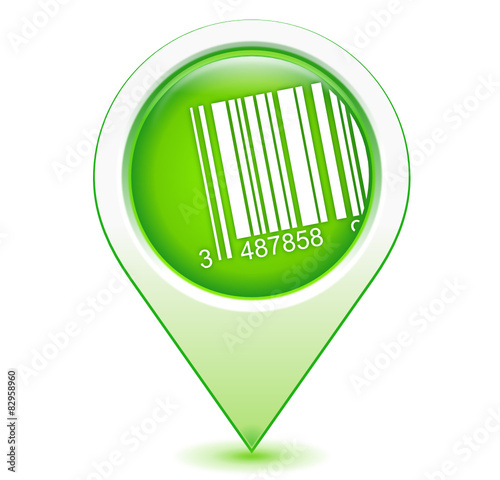 code barre sur marqueur géolocalisation vert