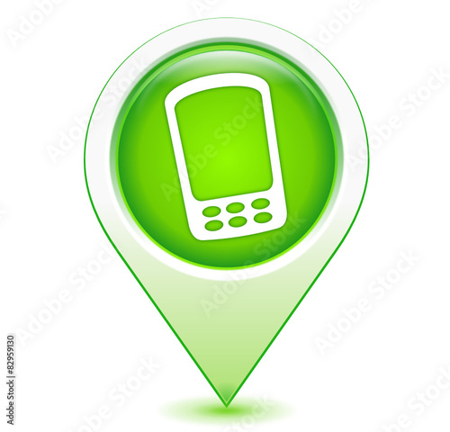 téléphone sur marqueur géolocalisation vert