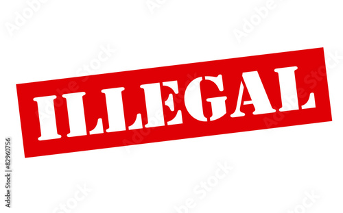 Rubber stamp with word illegal inside, vector illustration