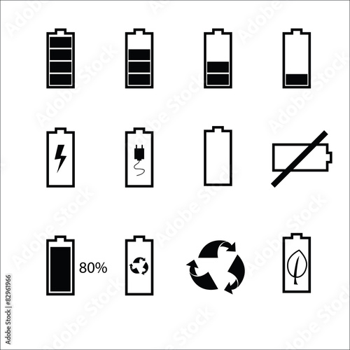 Battery status icons set