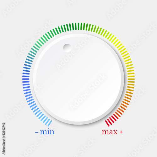 Volume music control button with a scale from low to high