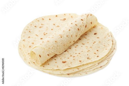Piadina, tortilla and wrap isolated on white, clipping path