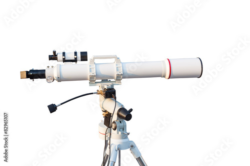 Telescope isolated on white background for search star universe,