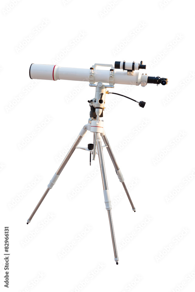 Telescope isolated on white background for search star universe, Telescope isolated on white background for search star universe,