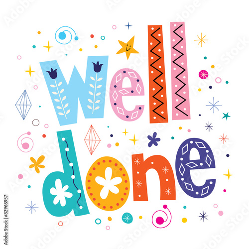 well done decorative lettering text