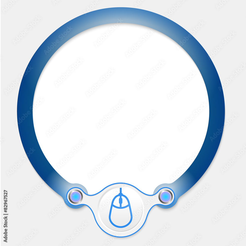 Blue circular frame for your text and mouse icon