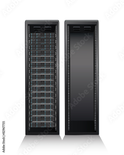 Server tower on white background