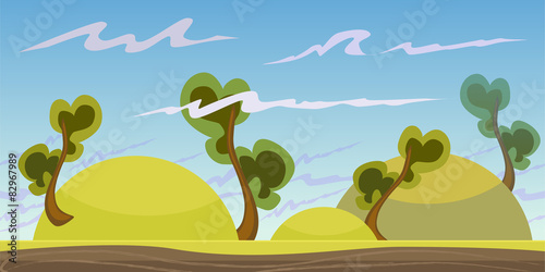 Cartoon seamless landscape with ground and sky