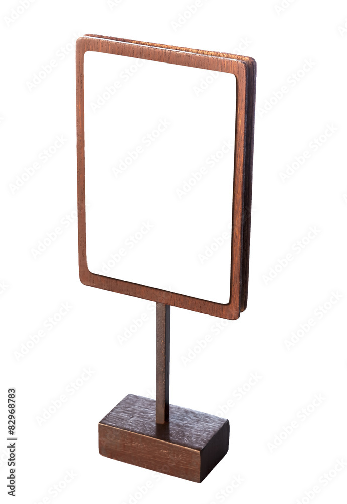 Mock up menu frame template sign wooden stand isolated Mock up menu frame template sign wooden stand isolated