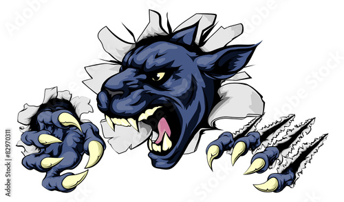 Panther ripping through background