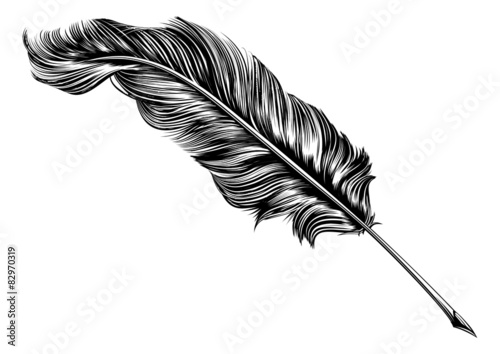 Vászonkép Vintage feather quill pen illustration