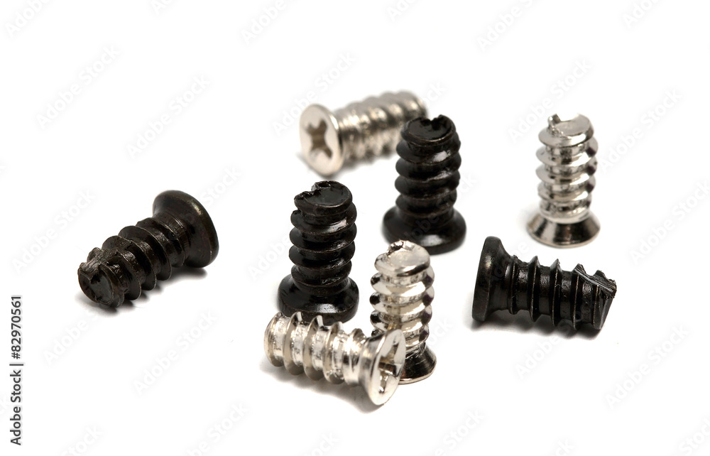 screws and photographed closeup isolated on white screws and photographed closeup isolated on white