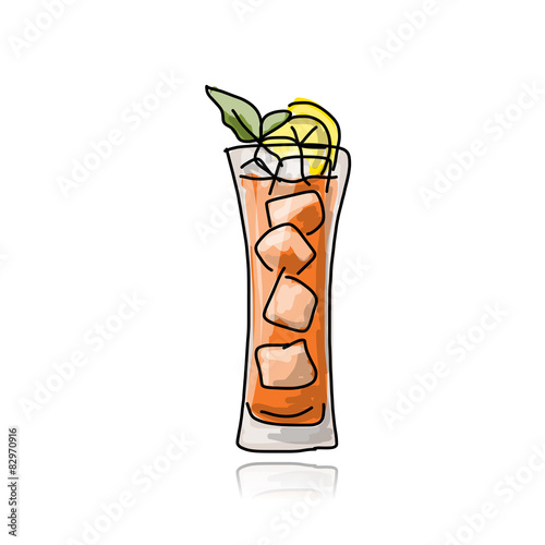 Glass with cocktail, sketch for your design