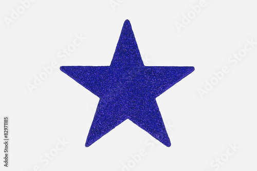 Blue Christmas Star Decoration  isolated on white background.