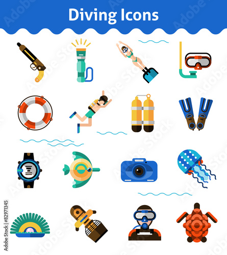 Diving Icons Set